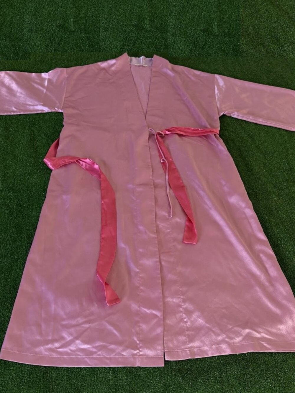 M&S Marks & Spencer Pink Satin Midi Dressing Gown Robe UK 12-14 Belt Pockets